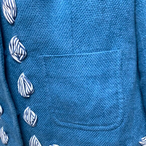 Boden‎ Azrue Linen Blend Peter Pan Collar Cropped Blazer - Picture 7 of 12